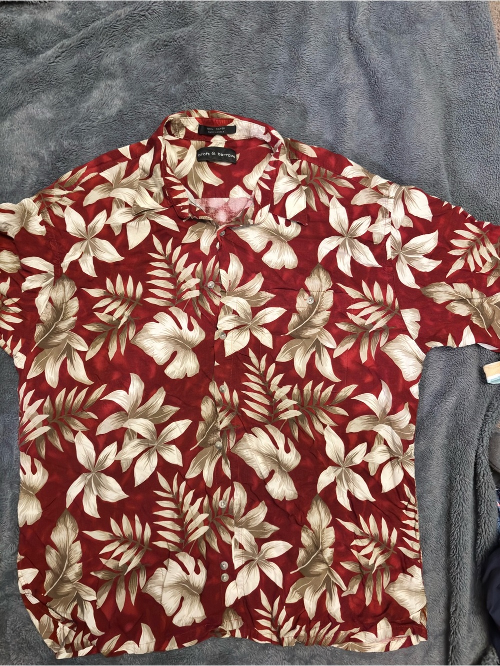 croft & barrow Red and Cream Tropical Floral Button-Down Shirt